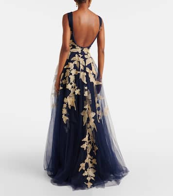 Arcangela appliqué tulle gown | Costarellos