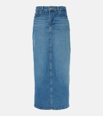 High-rise denim midi skirt | AG Jeans