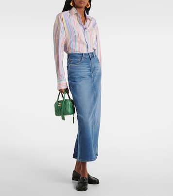 High-rise denim midi skirt | AG Jeans