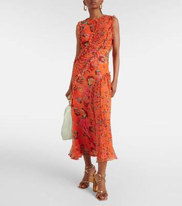 Robe midi Avrelie en soie à fleurs | Ulla Johnson