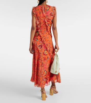 Robe midi Avrelie en soie à fleurs | Ulla Johnson