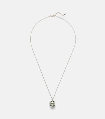 14kt gold necklace with green amethyst and diamonds | Mateo