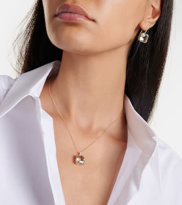 14kt gold necklace with green amethyst and diamonds | Mateo