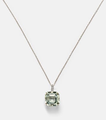 14kt gold necklace with green amethyst and diamonds | Mateo