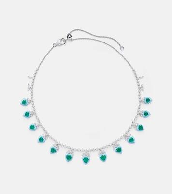 18kt white gold choker with emeralds and diamonds | Kamyen