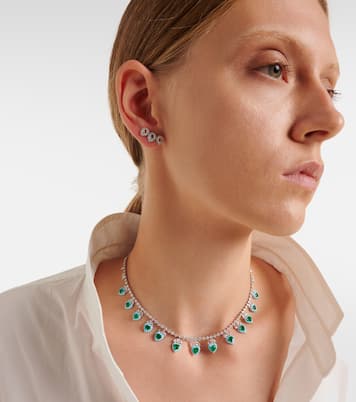 18kt white gold choker with emeralds and diamonds | Kamyen