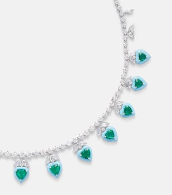 18kt white gold choker with emeralds and diamonds | Kamyen