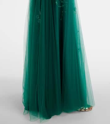 Floral-appliqué tulle and lurex® gown | Costarellos