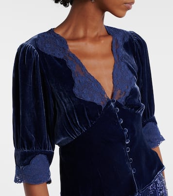 Top Amanda aus Samt mit Spitze | Rixo