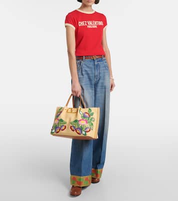 Tote Bag VLogo Medium aus Raffiabast | Valentino Garavani