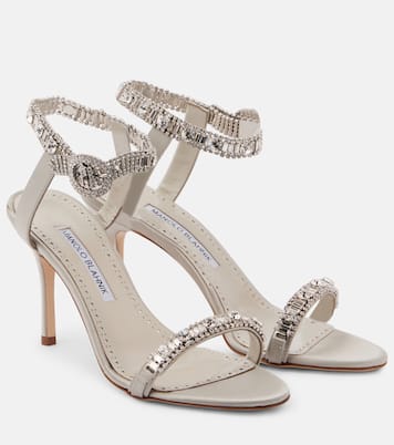Sandalen Asa 90 aus Satin mit Kristallen | Manolo Blahnik