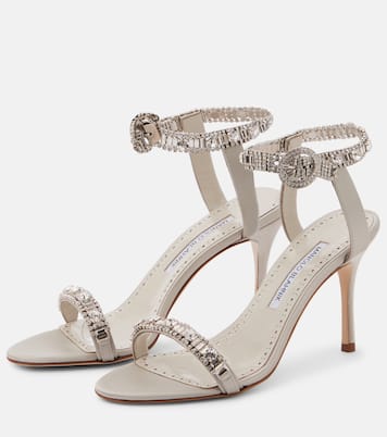 Sandalen Asa 90 aus Satin mit Kristallen | Manolo Blahnik