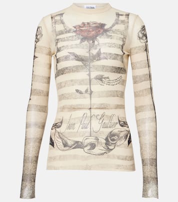 Bedrucktes Top aus Mesh | Jean Paul Gaultier