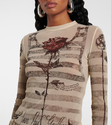 Bedrucktes Top aus Mesh | Jean Paul Gaultier