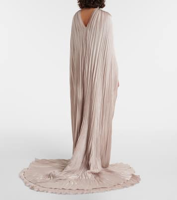 Caped gathered pleated silk gown | Marmar Halim