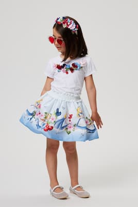 T-shirt en coton mélangé à fleurs | Monnalisa