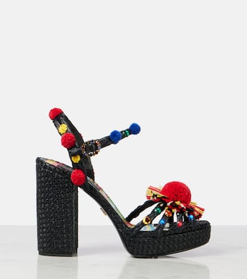 105 embellished raffia sandals  | Dolce&Gabbana