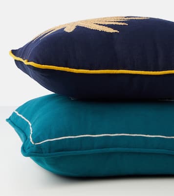 Besticktes Kissen Tropical aus Leinen | Les-Ottomans