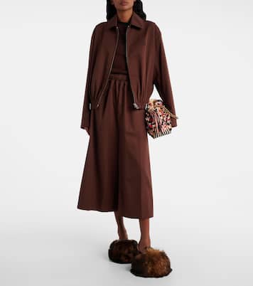 Chaqueta de sarga de algodón y seda con cinturón | Loewe