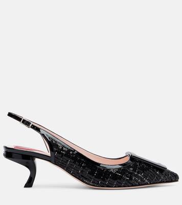 Virgule 55 sequined slingback pumps | Roger Vivier