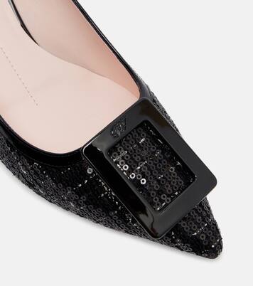 Virgule 55 sequined slingback pumps | Roger Vivier