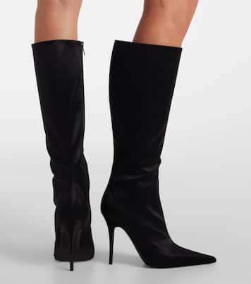 Barbara satin knee-high boots | Amina Muaddi