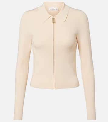 Mila ribbed-knit zip-up top | Victoria Beckham
