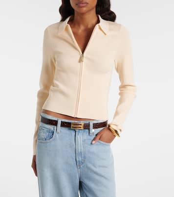 Mila ribbed-knit zip-up top | Victoria Beckham