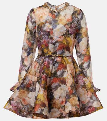 Alchemy peplum linen and silk minidress | Zimmermann