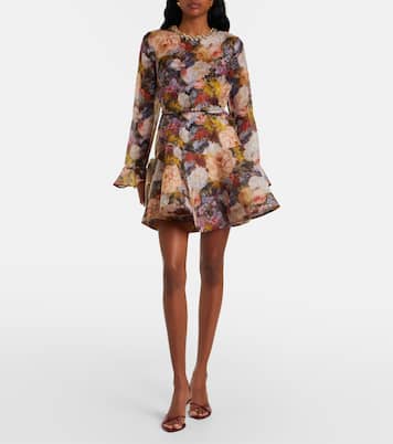 Alchemy peplum linen and silk minidress | Zimmermann