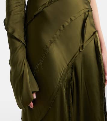 Robe longue asymétrique en satin à dentelle | Blumarine