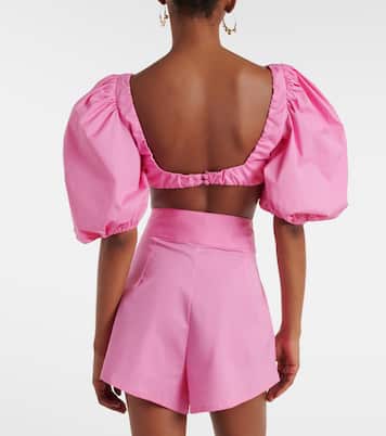 Floral-appliqué cotton-blend crop top | Adriana Degreas