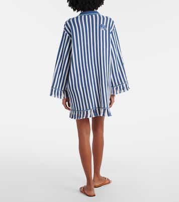 Crochet fringed striped cotton minidress | Alémais