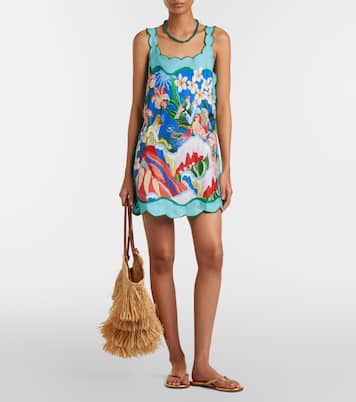 Garden printed scalloped linen minidress | Farm Rio