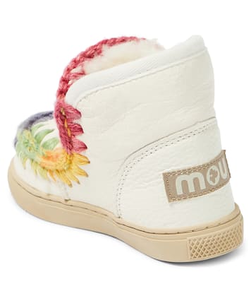 Crochet-trimmed leather sneakers | Mou Kids