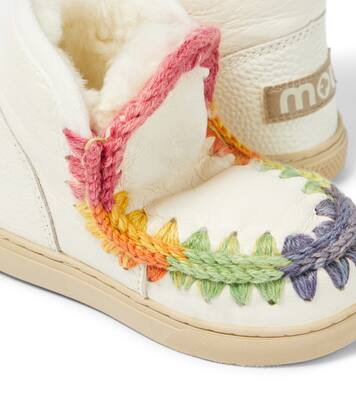 Crochet-trimmed leather sneakers | Mou Kids