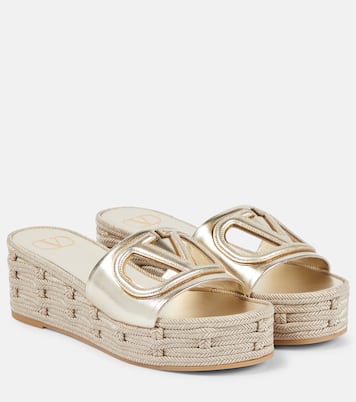 VLogo Signature metallic leather slides | Valentino Garavani