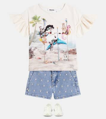 Alvira polka-dot embroidered denim shorts | Molo