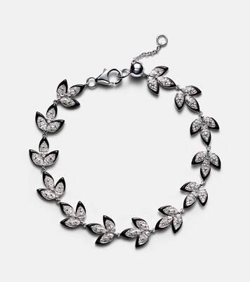 Bracelet Enamel Leaf en or blanc 18 ct et diamants | Kamyen