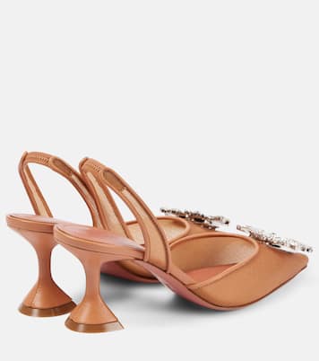 Pumps slingback Begum 70 in mesh con cristalli | Amina Muaddi