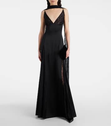 Abito lungo Paige in raso con pizzo | The New Arrivals Ilkyaz Ozel