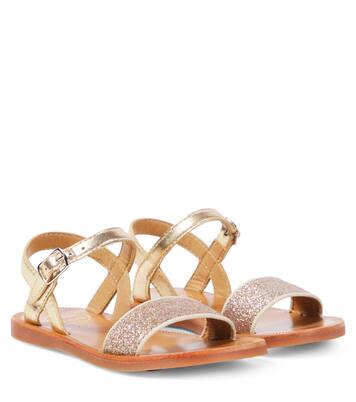 Plagette glitter leather sandals | Pom d'Api