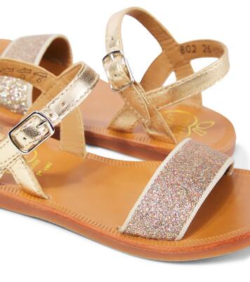 Plagette glitter leather sandals | Pom d'Api