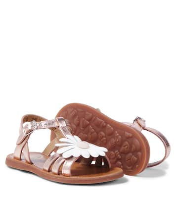 Plagette Big Flo metallic leather sandals | Pom d'Api
