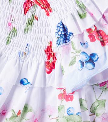 Floral ruffled cotton top and skirt set | Monnalisa