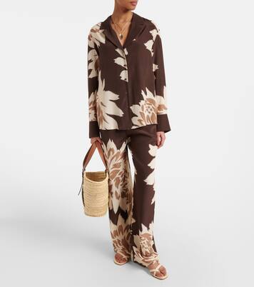 Chemise en satin de soie à fleurs | SIR