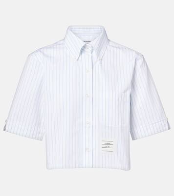 Chemise raccourci rayée en coton | Thom Browne