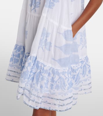 Printed ruched cotton slip dress | Juliet Dunn