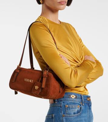 Versace Tag suede shoulder bag | Versace