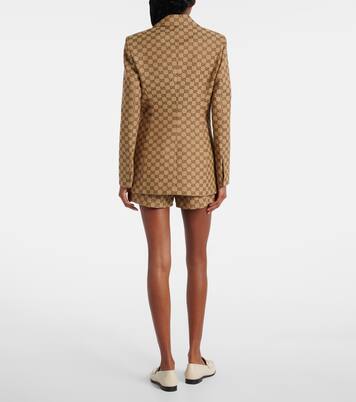 Blazer en mezcla de algodón con GG en jacquard | Gucci